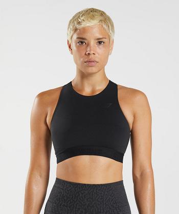 Gymshark 315 Performance High Neck Ženske Sportski Grudnjak Crne Tamno Sive | HR 3314LIS